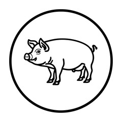 Obraz premium Pig animal circle white vector