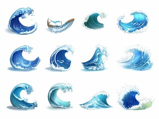 Vibrant Ocean Waves Collection with Different Shapes and Forms