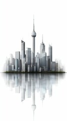 Modern City Skyline Reflection with Tower and Skyscrapers