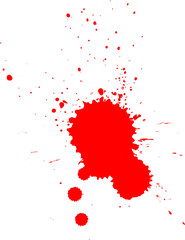red watercolor brush drop splatter splash artistic grunge style on white background