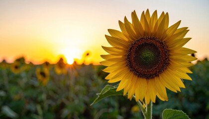 Obraz premium Sunflower at sunset