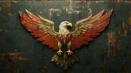 Detailed illustration of an eagle with distressed colors.