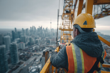 Construction Worker Overlooking Toronto