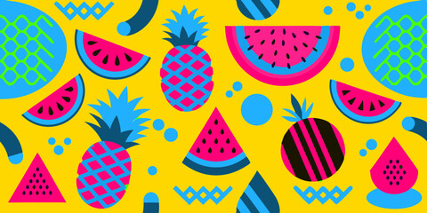 Vibrant Summer Fruit Pattern Watermelon & Pineapple Design