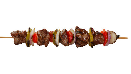 Shashlik isolated on transparent background. Generated with AI

