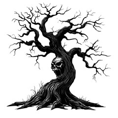 Haunted tree vector cartoon illustration haunted black vector