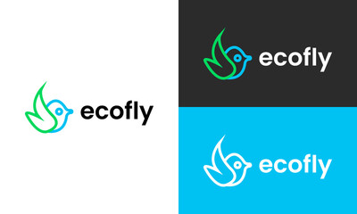 Leaf with bird minimal logo design for environment ai generated