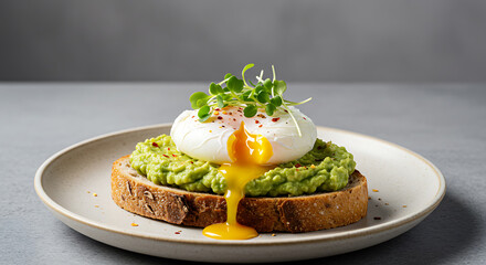Perfect Poached Egg on Avocado Toast with Microgreens