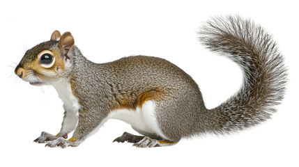 Obraz premium A Detailed Portrait of a Grey Squirrel Posed Beautifully Against a PNG Transparent Background