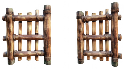 Wooden Fence Gate Design with PNG transparent background isolated for decoration