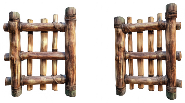 Wooden Fence Gate Design with PNG transparent background isolated for decoration