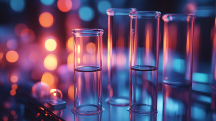 Test tubes filled with liquid in a laboratory setting.