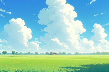 green field and blue sky