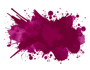 A magenta color ink spot isolated on transparent background. A splatter design of the paint or fluid with many spots or splash out