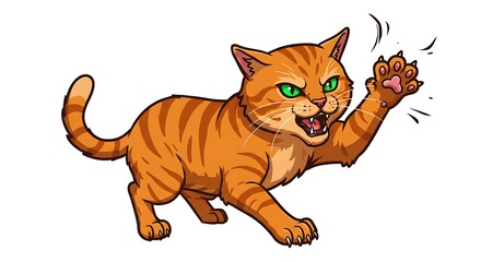 vector art line of angry cute cat cartoon face with fire effect and siluet effect suitable for mockup and logo product of team isolated white background