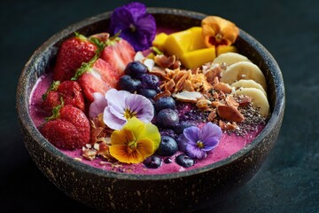 Colorful Smoothie Bowl with Fresh Fruit