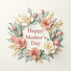 Floral Wreath Design for Mother's Day Celebration with Roses and Tulips