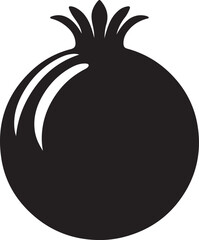 Pomegranate Fruit Black Silhouette Vector, Exotic Fruit Clipart & Healthy Food Design