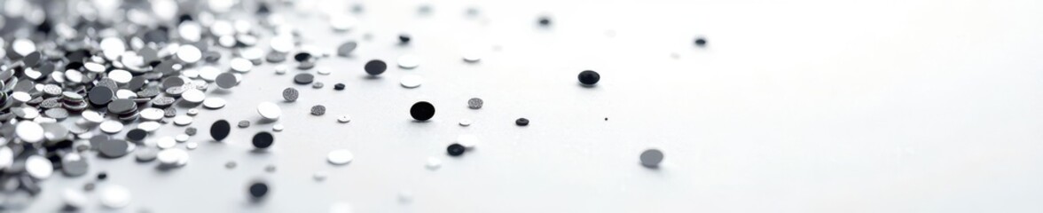 Silver confetti burst, dense pattern on white , glamour, celebration
