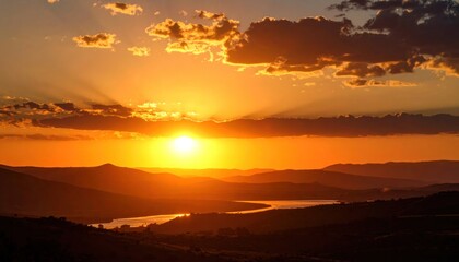 Fototapeta premium Sunset over valley