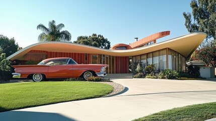 Mid-Century Modern Dream House with Classic Car