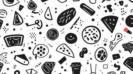 Abstract food pattern seamless design.