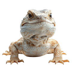 Obraz premium A detailed close-up of a lizard showcasing its textured skin, prominent eyes, and strong claws. Png, Transparent background.