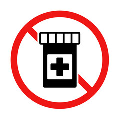 No Medicine Sign on White Background