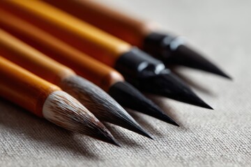 Calligraphy tools and sample writing on neutral surface