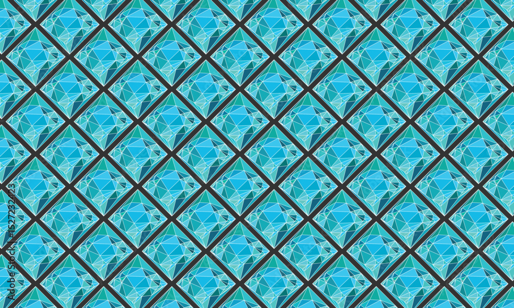 Poster vector blue triangular mosaic pattern. abstract geometric polygonal background. diamond wajik patter