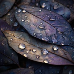 Fototapeta premium Wet Leaves with Water Droplets