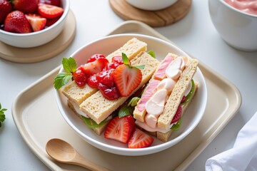 Delicious Strawberry Cream Sandwich Cakes Sweet Treats Summer Dessert Food Photography