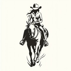 Fototapeta premium Cowgirl rides horse in motion