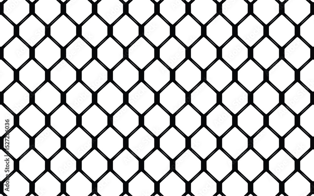 Poster seamless repeating black chain link fence pattern on white background texture for designs