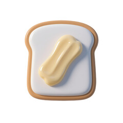 Fototapeta premium Square toast icon with a glossy butter swipe diagonally across the surface