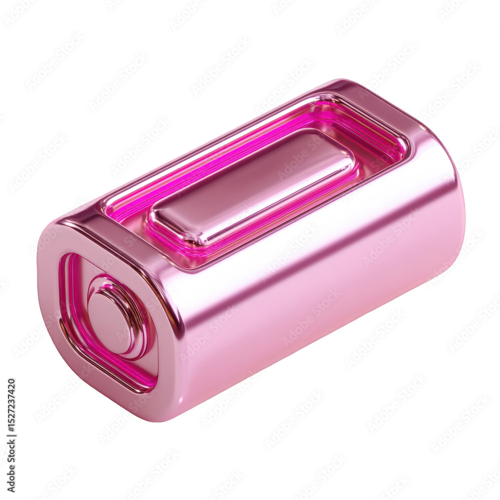 Poster pink metallic battery 3d render modern technology design element futuristic energy power source illu