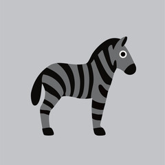 Cute vector zebra with big eyes, simple design, great for kids' projects and decor.