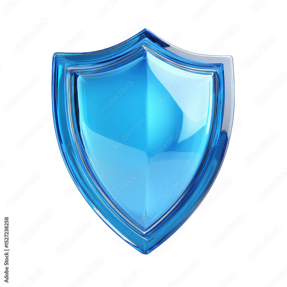 Fototapete abstract blue glass shield icon digital security protection graphic design element for website and a