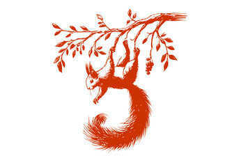 Red squirrel hand drawn sketch vector illustration © Shutoda