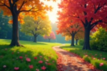 Naklejka premium Abstract blurred nature scene, perfect for website or app background, asset, bright, plant