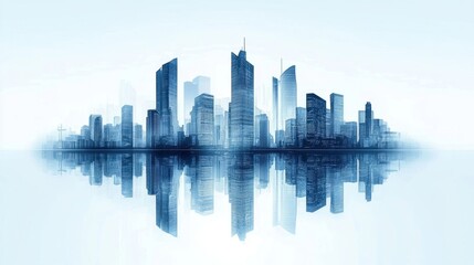 Fototapeta premium Modern City Skyline Reflection.