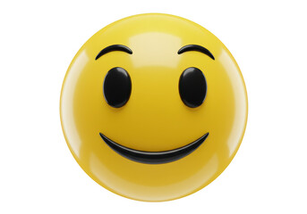Fototapeta premium Yellow smiling face emoji isolated on transparent background