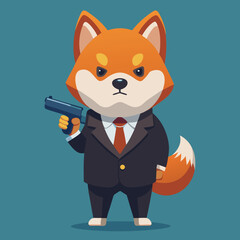 cartoon businessman with a dog