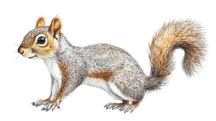 Obraz premium Watercolor Painting of a Squirrel with PNG transparent background