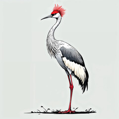 Fototapeta premium crowned crane bird vector illustration isolated