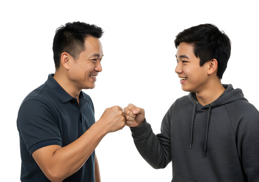 Happy Father and Son Fist Bump Together Bonding Time