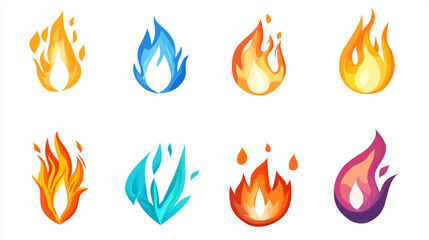 Flame icon on white background – fire element clipart illustration