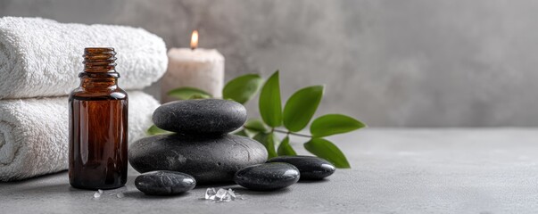 Luxury spa concept with thermal stones and aromatherapy elements, ideal for wellness retreat promotions, resort brochures, and organic product packaging design. 