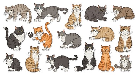Adorable Collection of Cute Cartoon Cats Perfect for Pet Lovers and Digital Designs