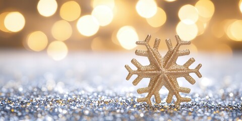 Glittery Snowflake on Sparkling Background